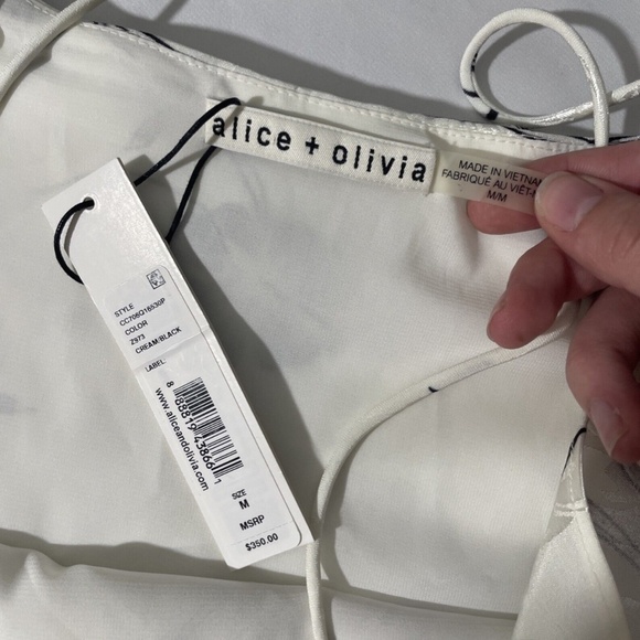 NWT $350 Alice + Olivia [ Medium ]‎ Bess Floral Jacquard Ruffle Slip Dress - Picture 6 of 13